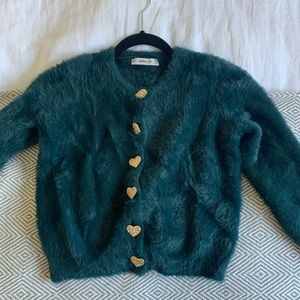 fuzzy cropped cardigan